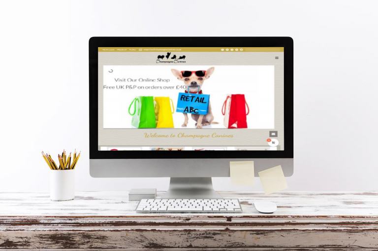 Screen shot of Champagnecanines.co.uk on a computer screen