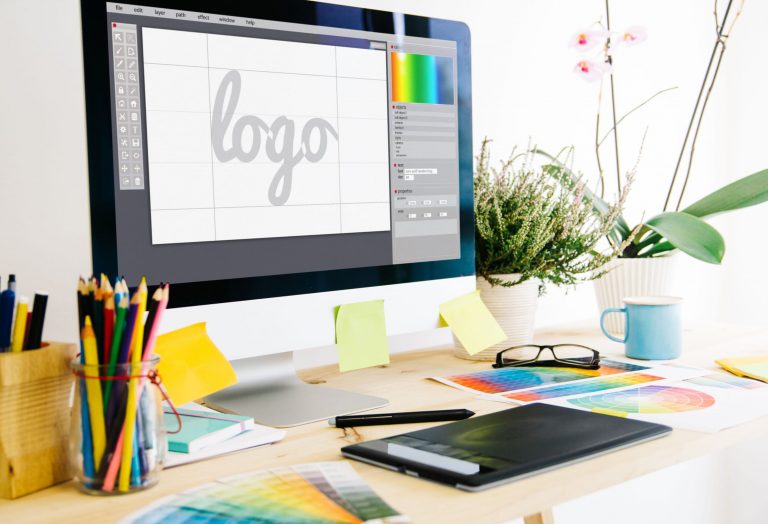 the words logo being designed in illustrator software