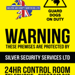 Silver Security Warning Sign